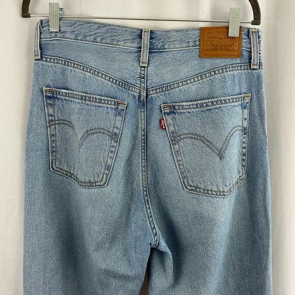 Levis Ribcage Straight Ankle Distressed Light Wash Jeans Womens Size 30 - Picture 5 of 7
